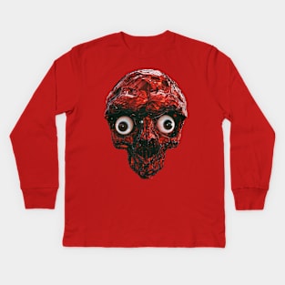 BOO BOO RED SKULL WITH EYES Kids Long Sleeve T-Shirt